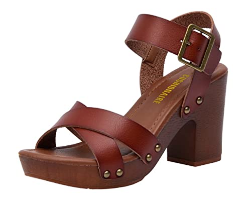 CUSHIONAIRE Women's Sayer Faux Wood Sandal +LiteSole Technology, Wide Widths Available - Main Image