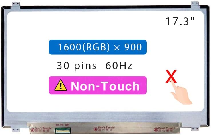 Screen Replacement for Dell Inspiron 17 3790 3793 5765 5767 P32E P35E P35E004 P35E007 17.3" HD+ 1600×900 30 pin 60Hz LCD Non-Touch Screen Display Panel