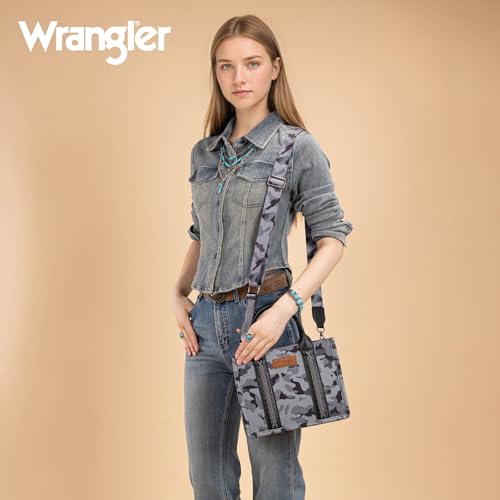 Image of Wrangler Tote Bag for Women Western Camo Pattern Canvas Crossbody bag Handbag Vintage Design