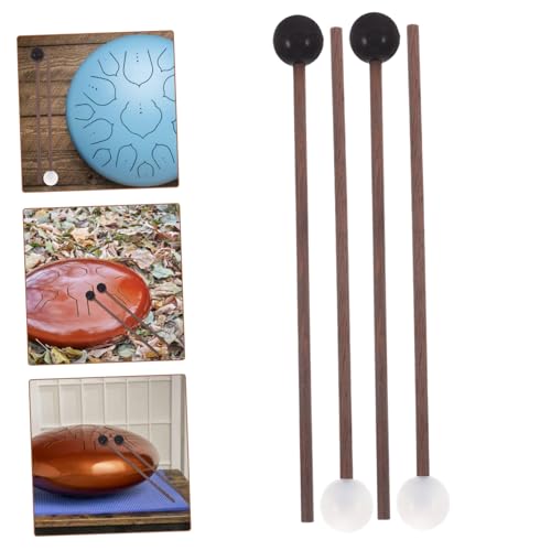 Kisangel - Baquetas de goma para tambor de lengüetas de acero, 2 pares, instrumentos de percusión, color surtido, blancas y negras miniatura 6