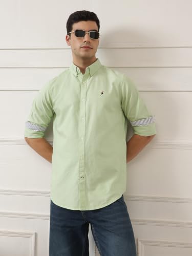 Image of Thomas Scott Men's Cricket Club Collection Classic Regular Fit Twill Shirt | 100% Cotton Long Sleeve Solid Shirt with Button Down Collar (Available in Plus Size)