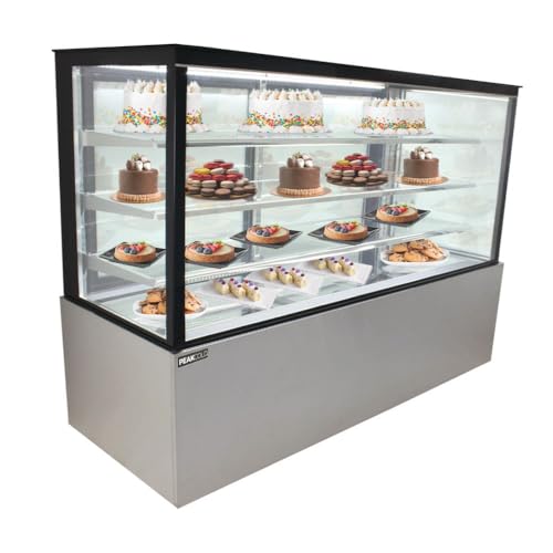 PEAKCOLD Refrigerated Glass Bakery Display Case; Floor Standing Cake Showcase with 3 Shelves; 71" W