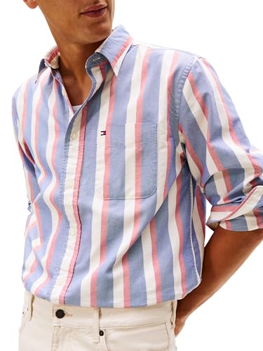 Image of Tommy Hilfiger Men's Long Sleeve Oxford Shirts in Regular Fit, Men's Button Down Shirts, Also Available in Big and Tall