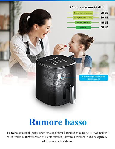 Proscenic T22 Friggitrice ad Aria, 5L Air Fryer Controllo con App & Alexa e Display LED Toccabile,11 Programmi Preimpostati，Rumore Basso，Senza BPA e PFOA per Patatine Fritte/Pizza