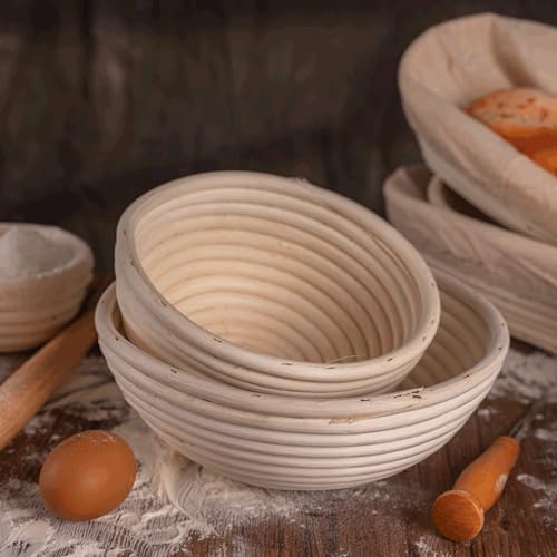 Cesta de ratán Brotform de 25x8 cm con forro para masa de panadería casera 5
