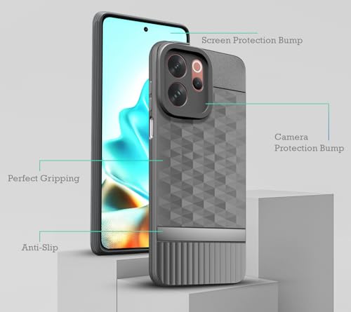 Image of Back Cover for Vivo V70 Elite 5G Camera Protection 3D Hexa Cube Design Silicone Protective Bumper Back Cover Case for Vivo V70 Elite 5G - Grey