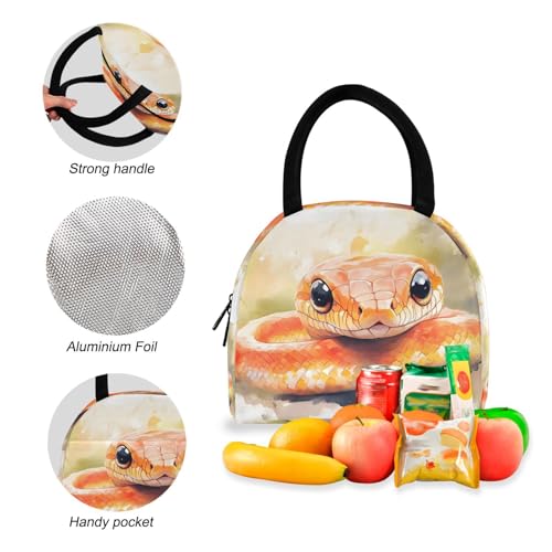 Backpack Lunch Box Set Large Capacity Travel Backpacks and Insulated Lunch Bag for Commute Hiking Picnic Orange Snake Print4