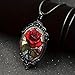 MIFYNN Gothic Rose Glass Necklace for Women Vintage Satan Demon Pendant Halloween Roses Necklaces Dark Punk Style Necklace Victoria Emboss Necklaces Mystic Witch Jewelry Gift Accessories (Red Rose)