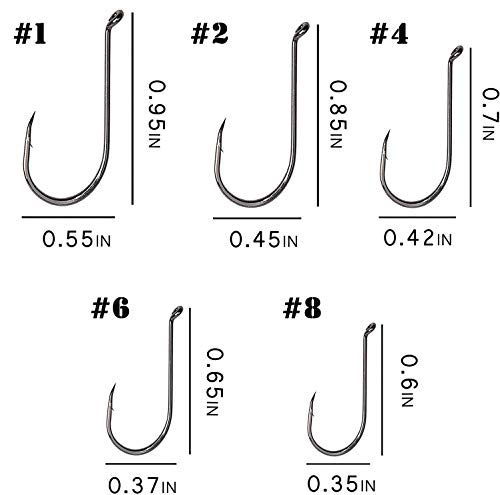 Octopus Fishing Hooks Kit 300Pcs Octopus Offset Hooks Barbless Fishing Hooks Beak Sport Circle Hooks Black High Carbon Steel Fishing J Hooks For Salterwater Freshwater Fishing #TOP3