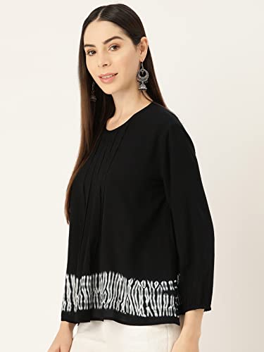 Image of Maaesa Pink Split Tie Dyed Rayon Staple Top