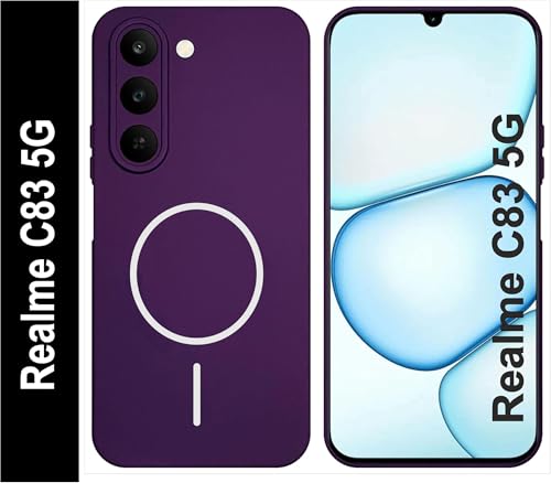 Image of Silicone Back Cover Case for Realme C83 5G | Soft Micro-Fibre Lining Inside | Magsafe Print On Back Side Camera Protection Bump | Shockproof