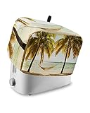 Ocean Beach 4 Slice Toaster Cover Small Appliance Cover Toaster Dustproof Fingerprint Protectors Machine Washable, Sunset Tropical Palm Trees Coastline Hammock