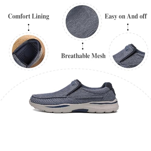 Mens Canvas Loafers Comfortable Soft Walking Shoes Lightweight Non-Slip Driving Shoes Daily Casual Flat Shoes2