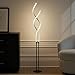 Brightech Embrace Dimmable LED Floor Lamp – Modern Spiral Adjustable Standing Lamp for Living Rooms & Offices – 2-in-1 Tall End Table Lamp for Bedroom Reading - Black