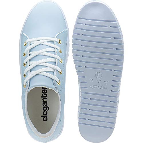 Tenis Feminino Casual Caminhada Conforto Moda Eleganteria Tamanho:37;Cor:Azul Claro