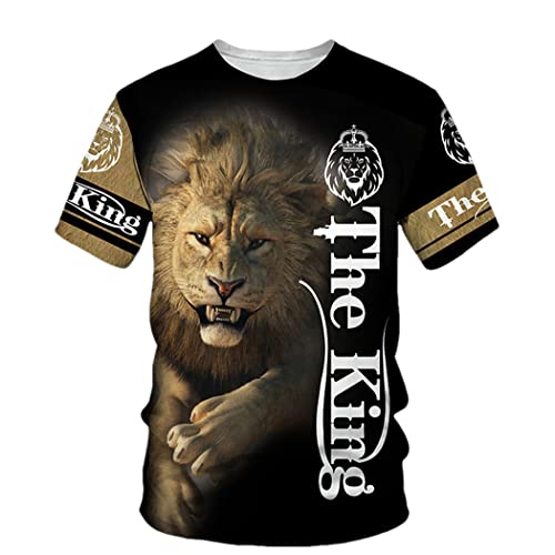 T-shirt homme lion 3D manches courtes idéal pour vos looks décontractés de vacances 3XL