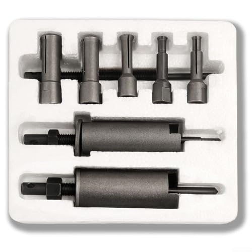 Zeroupshop Lot de 12 extracteurs de roulement de moto en acier au carbone avec 4 broches conçus pour roulements de diamètre intérieur de 9 à 23 mm, comprend 5 têtes de manchon (9/11/14/19/23 mm) pour
