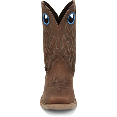 Justin Boots Mens All Around 11in Top Steel Square Toe Work Boot Brown3