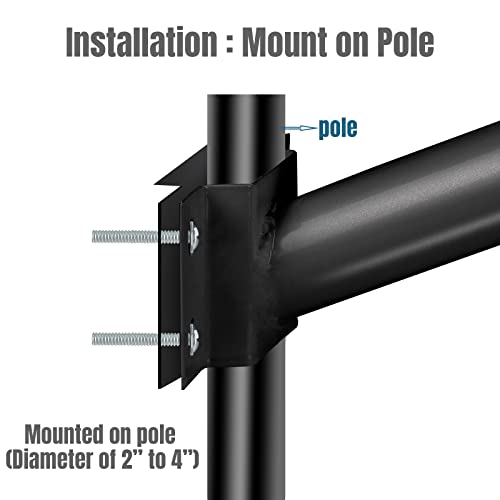 Lermity Black Mounting Pole Pick Arm For Solar Street Light Metal Led Light Mounting Bracket #TOP3