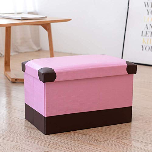 Pouf repose-pieds pliable avec rangement, tabouret de salon rectangulaire rose