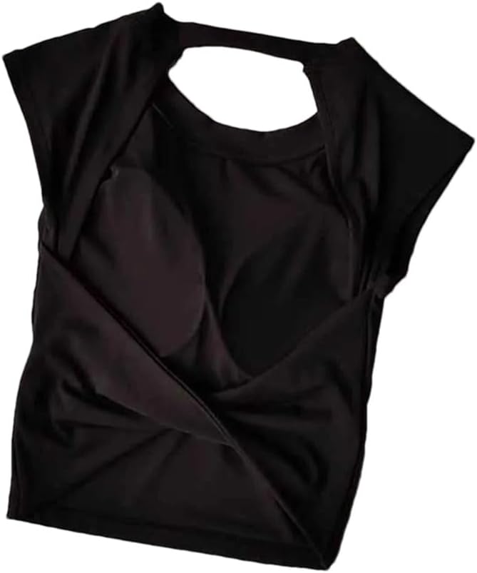 Women Fixed Chest Pad Backless Sports Vest Fitness Slimming Gym Top Yoga Tank Top Sports T-Shirt