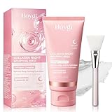 Mascarillas de cara kit, hidratación profunda, elasticidad de la piel, haz que la piel sea suave y brillante, adecuado para todo tipo de piel, incluye un cepillo de silicona, 75 g