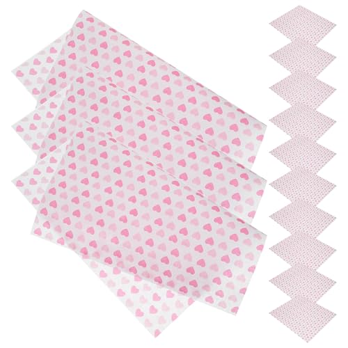 KOMBIUDA 50 Pièces Papier Cuisson Anti-huile avec Imprimé Cœur Papier Ciré pour Emballage Nougat Pâtisserie et Confiserie Résistant et Étanche pour Cuisine et Restauration