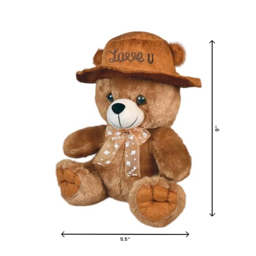 Image of Ultra 10 Inch Teddy with Love You Cap Fully Stuffed Soft Plush Toy for Kids in Brown| Animal Toy Birthday | Anniversary | Christmas | Diwali | Home Decor