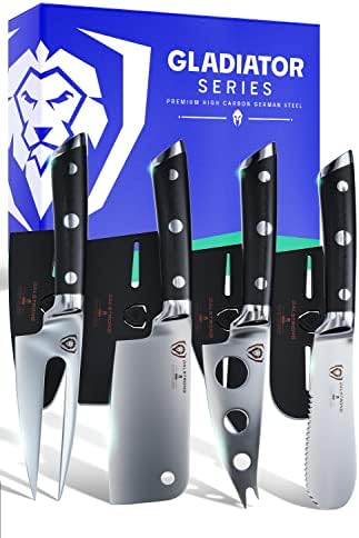 Dalstrong Charcuterie & Cheese Knife Set – 4-Piece – Gladiator Series Elite – Mini Cleaver, Serrated, Round-Tip, Forked Cheese Knives Set – G10 Handle – Soft & Hard Cheese – Sheath – NSF Certified Dalstrong Charcuterie & Cheese Knife Set – 4-Piece – Gladiator Series Elite – Mini Cleaver, Serrated, Round-Tip, Forked Cheese Knives Set – G10 Handle – Soft & Hard Cheese – Sheath – NSF Certified