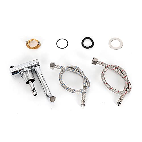 Compact Folding Faucet For Rv Caravan Camper, Kitchen Solid Matel 360 Rotation Faucet W/Hoses, Cold Hot Water Mixer Faucet, Copper Silver Tap #TOP4