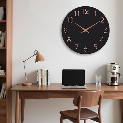 Image of Mosewa Large Wall Clock 18 Inch Black Battery Operated Silent Non Ticking Simple Minimalist Rose Gold Numbers Clock Decorative for Bedroom Living Room Kitchen Home Office