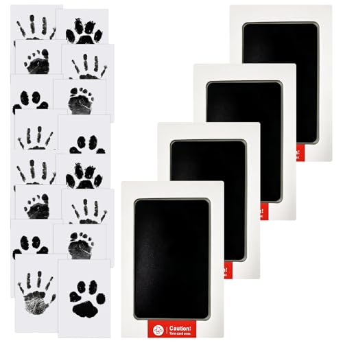Guador Baby Handprint and Footprint Kit, 4 Baby Inkless Print Pads, 16 Imprint Cards, Baby Footprint Kit, Safe Non-Toxic for Feet and Hands, Family Keepsake,Paw Print Kit for Dogs and Cats