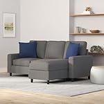 Best Choice Products Upholstered Sectional Sofa for Home, Apartment, Dorm, Bonus Room, Compact Spaces w/Chaise Lounge, 3-Seat, L-Shape Design, Reversible Ottoman Bench, 680lb Capacity - Gray - Image 2