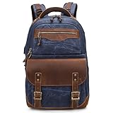 SOUNAY Fotorucksack aus Batik-Segeltuch, Camera Backpack mit 15.4 Zoll Laptop-Fach und Stoßdämpfendem Design, Laptop Rucksack für Stativ, Kamera, Objektiv und Zubehör (Blau)