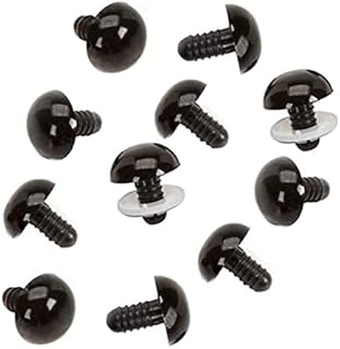 100Pcs 12mm/0.47inch Solid Black Plastic Safety Eyes with Washers Spiral DIY Craft Eyes for Doll Teddy Bear Puppet Animal Toys Sewing Crafting Accessories