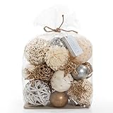 ANDALUCA Large Decorative Vase Filler Bag with Orbs, Balls (Golden Silver)