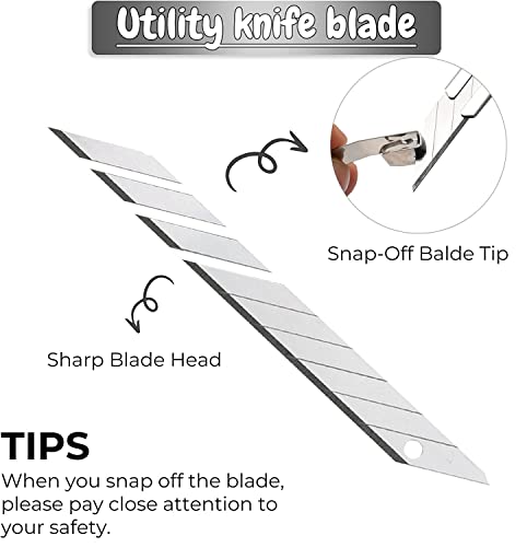 Image of Gebildet 5pcs Right and Left Hand Stainless Steel Lockable Cutter Knife / 9mm Snap Off Blades / 30 Degree Foil Knife /Utility Knife /Graphic Knife /Great for Foils, Wallpaper, Crafts, Cartons