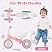 Liberry Light Up Baby Balance Bike 1 2 Years, Ride Toys with Adustable Seat for Girls, First Birthday for Toddlers, Pink