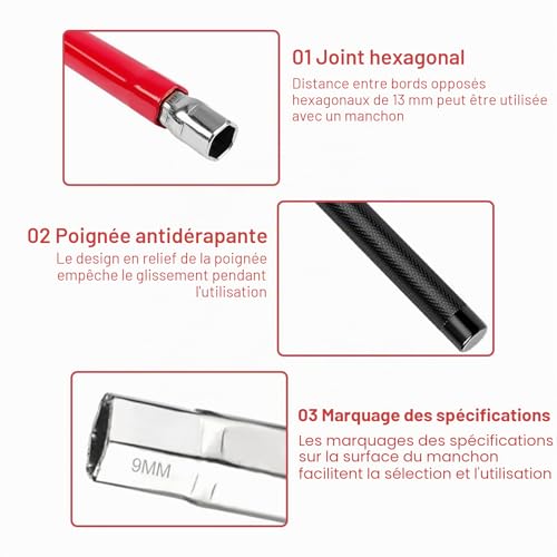 Luckwaii Clé Robinet Cle Lavabo Speciale Mitigeur, Outil pour L'installation de Robinets 8-12 mm, Faucet Wrench Plomberie Outillage pour Installations de Plomberie de Robinet D'évier (Rouge) – vue 4