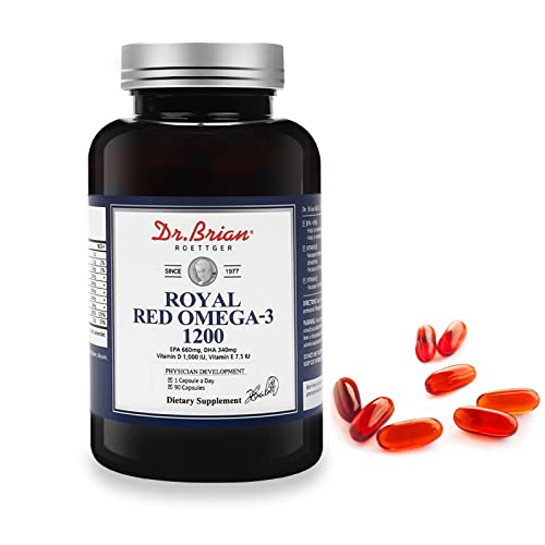 Dr. Brian Royal Red Omega 3 1200, Fish Oil Supplement with EPA and DHA Omega3 Fish Oil Contain Vitamin D,E Omega-3 Support for Physical Health - 90 Soft Gels