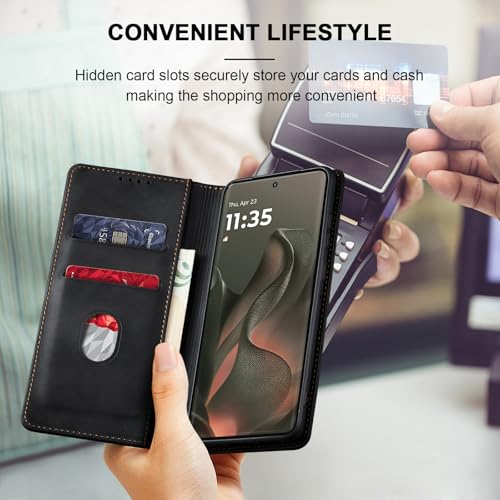 Image of Jasonyu Flip Wallet Case for Motorola Edge (2025) /60 /60 Pro /Fusion,Black