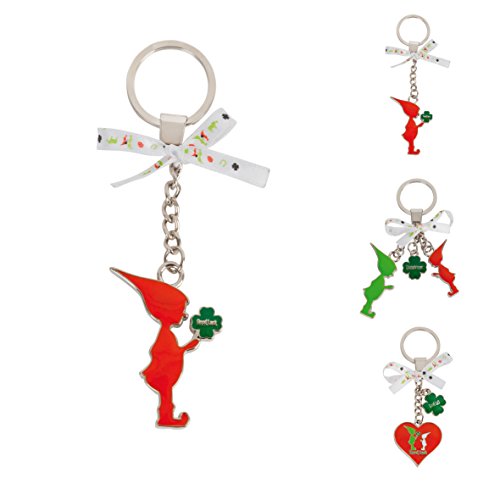 ebos Glücksbringer-Schlüsselanhänger ✓ Glückswichtel mit Kleeblatt ✓ Amulett ✓ (Wichtel rot) Cover