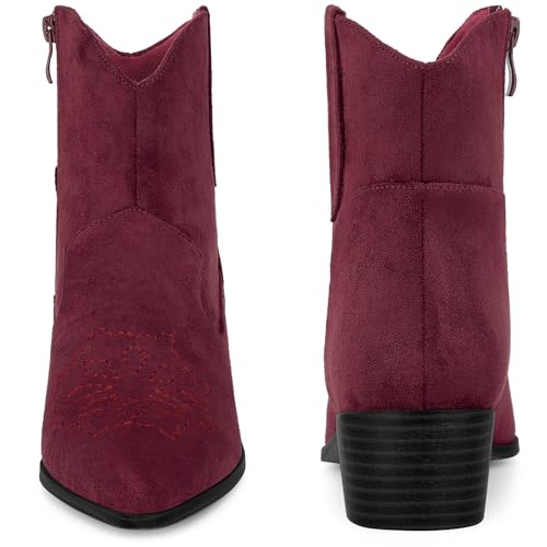 Perphy Western Cowgirl Pointed Toe Chunky Heel Comfy Cowboy Ankle Boots for Women3