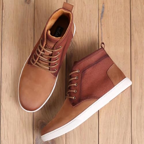 Image of Arkbird Casual Sneaker Boots, High-Top Sneakers Lace-up Leather Chukka Shoes for Men