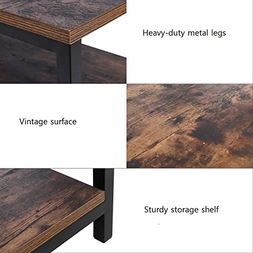 image for FOUBAM C Shaped Sofa Side Table,End Table with Wheels and Metal Frame,