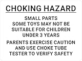 Choking Hazard Some Toys Not Suitable For Children Under 3 Use Choke Tube Tester Landscape Sign Metal Sign 8x12 Inch – Safety for Home, Office, or Workplace