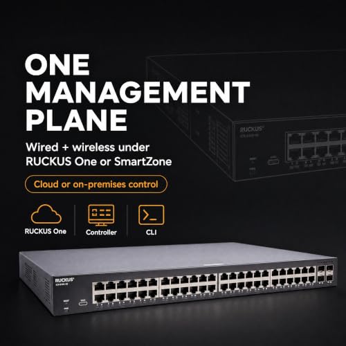Image of Ruckus ICX8100-48 Managed Switch, 48x 10 /100 /1000 Mbps RJ-45, 4x 1GbE SFP Uplinks - Enterprise Layer 2 Access Switch, No Licensing Required