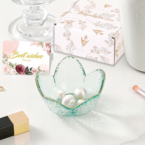 Image of Binoster Friendship Gifts For Women Jewelry Dish Glass Ring Dish Jewelry Tray Cute Vanity Organizer Room Decor Jewellery Tray Trinket Dish Cute Bedroom Decor Christmas House Warming Gifts for women