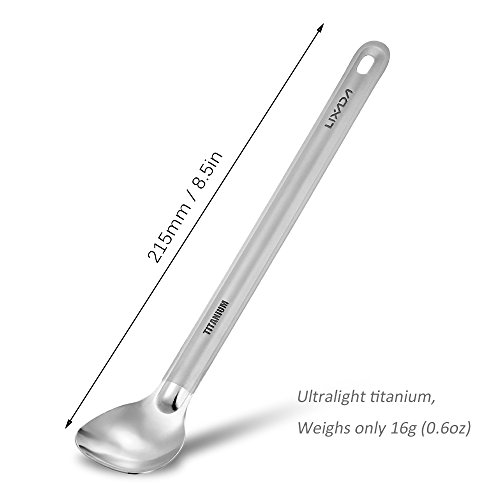 Lixada Titanium Long Spoon Camping Long Handle Spoon Lightweight Camping Spoon For Outdoor Picnic Backpacking Flatware Hiking Travel Picnic 1/2Pcs #TOP1