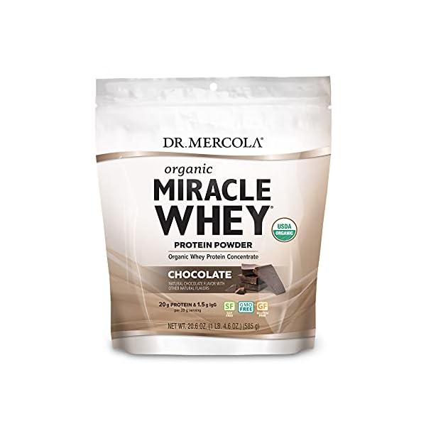 Dr. Mercola, Organic Miracle Whey Chocolate Protein Powder, 13.5 oz (382.5 g), Non GMO, Soy Free, Gluten Free, Non GMO, Soy-Free, Gluten Free, USDA Organic
